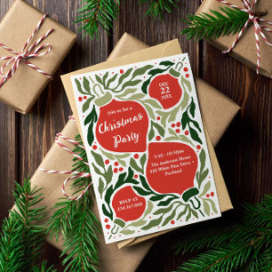 Cartão De Festividades Festa de Férias de enfeites de natal e Folhagem