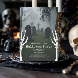 Cartão De Festividades Festa de Halloween de Graveyard de Refrigeração