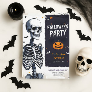 Cartão De Festividades "Festa de Halloween de Skeleton assustador