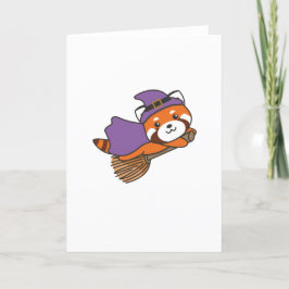 Cartão De Festividades Festa de Halloween do Panda Vermelho Bruxa Criança