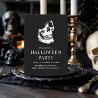 Festa de Halloween Elegante Caveira Preto e Branco