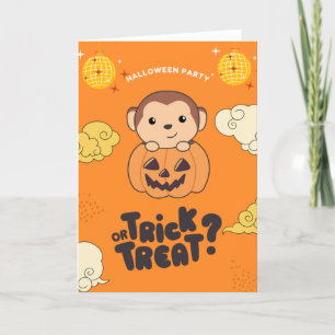 Cartão De Festividades Festa de Halloween Truque ou Tratamento Macaco Abó