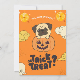 Cartão De Festividades Festa de Halloween Truque ou Tratamento Pug Pumkin
