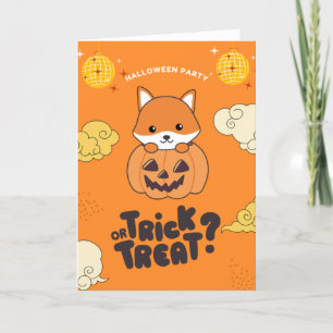 Cartão De Festividades Festa de Halloween Truque ou Tratamento Raposa Abó