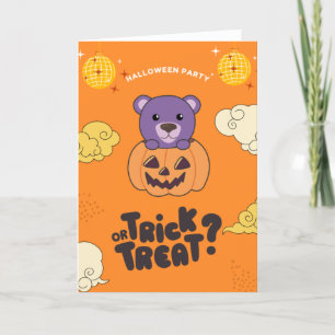 Cartão De Festividades Festa de Halloween Truque ou Tratamento Urso Pumki