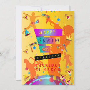 Cartão De Festividades Festa de Mascarada para Crianças Feliz Purim Fest
