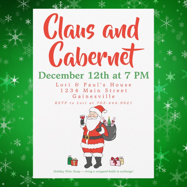 Cartão De Festividades Festa de Natal Claus e Cabernet (Criador carregado)