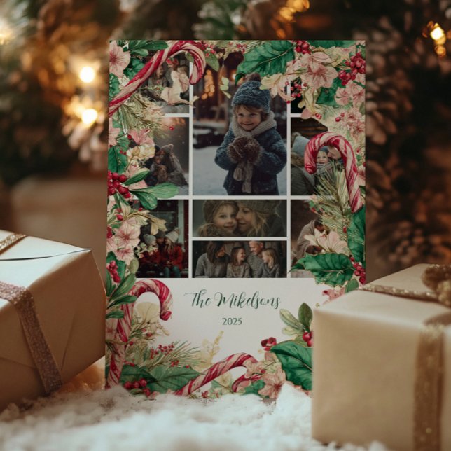 Cartão De Festividades Festa de Natal de Cane Rustic Candy (Criador carregado)