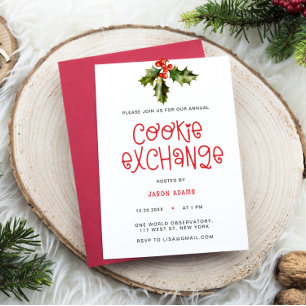 Cartão De Festividades Festa de Natal do Cookie Exchange de Script Modern