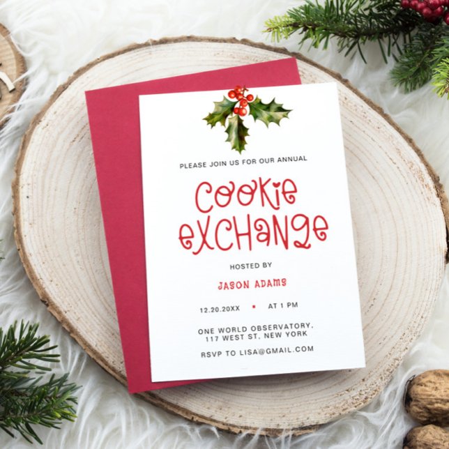 Cartão De Festividades Festa de Natal do Cookie Exchange de Script Modern (Criador carregado)