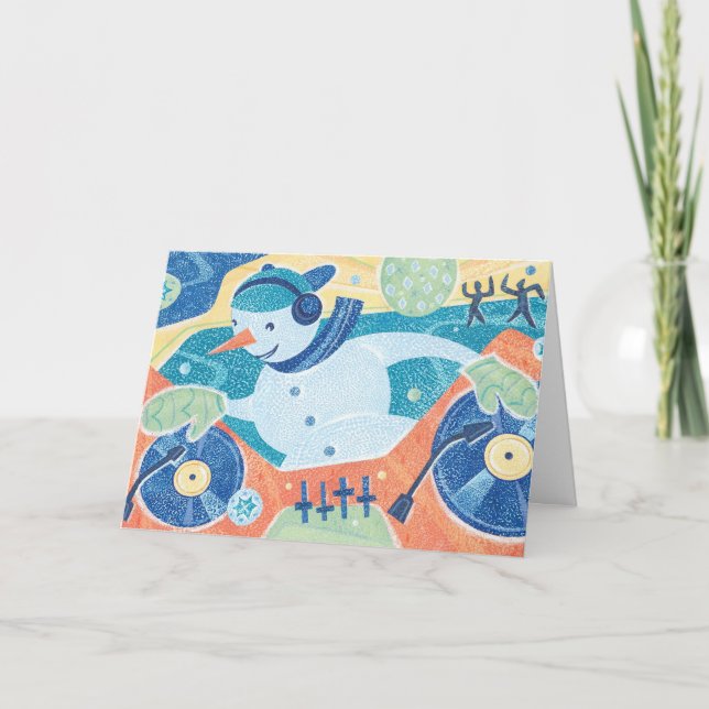 Cartão De Festividades Festa de Natal do DJ Snowman (Frente)