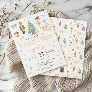 Cartão De Festividades Festa de Natal do Dourado Nutcracker Balé