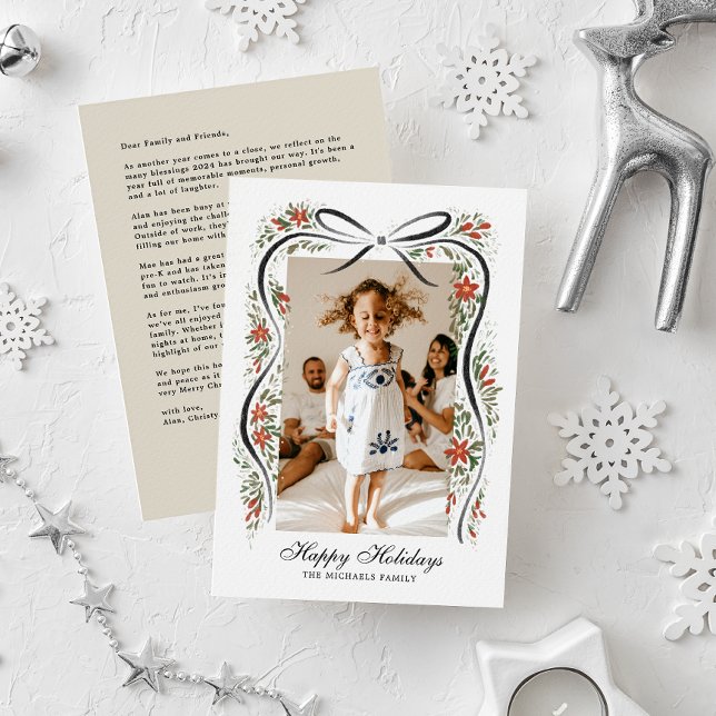 Cartão De Festividades Festa de Natal Festiva com Poinsettias (Criador carregado)