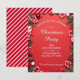 Cartão De Festividades Festa de Natal Festiva Vermelha e Branca