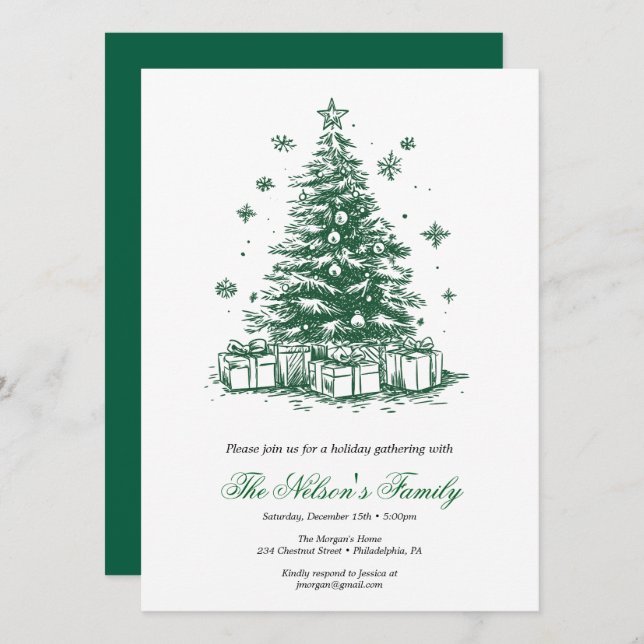 Cartão De Festividades Festa de Natal Holiday Holly (Frente/Verso)