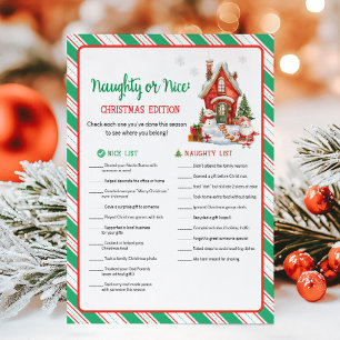 Cartão De Festividades Festa de Natal Jogo Divertido Quem é Bonzinho ou M