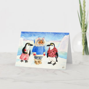 Cartão De Festividades Festa de Natal na Antártica