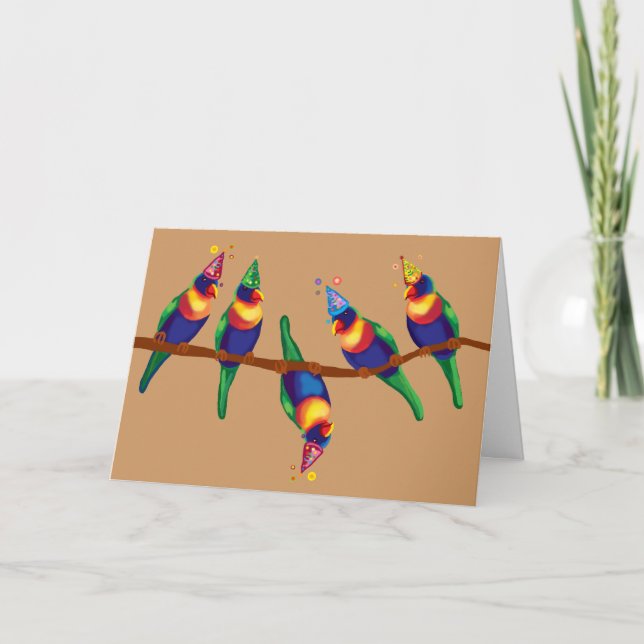 Cartão De Festividades Festa de Natal Parrots (Frente)
