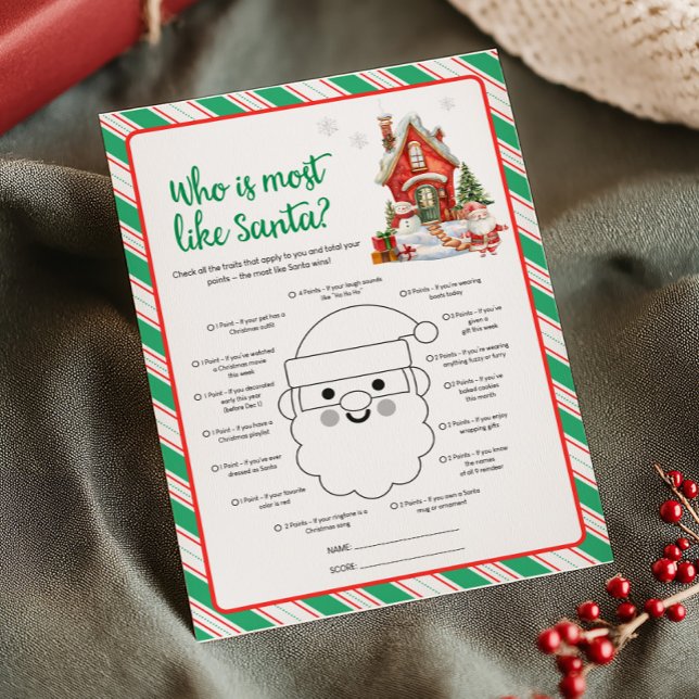 Cartão De Festividades Festa de Natal Quem é Mais Parecido com o Papai No (Christmas Party Games)