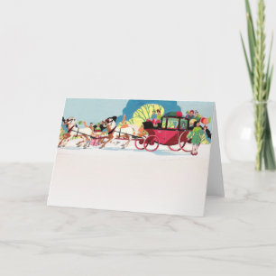 Cartão De Festividades Festa de Natal Vintage Victorian Stagecoach