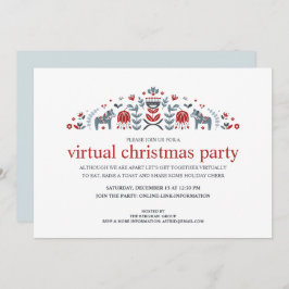 Cartão De Festividades Festa de Natal Virtual Cavalo de Dala da Arte Popu