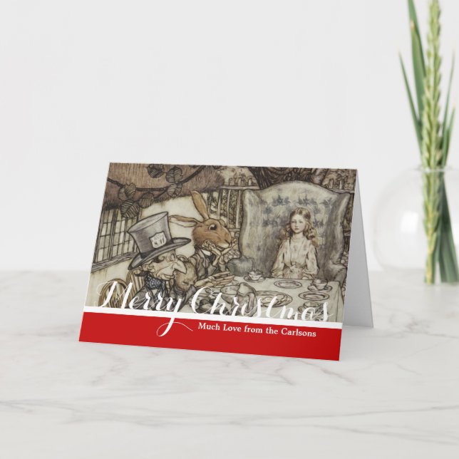 Cartão De Festividades Festa de Ódio do Coelho de Alice Birthday (Frente)