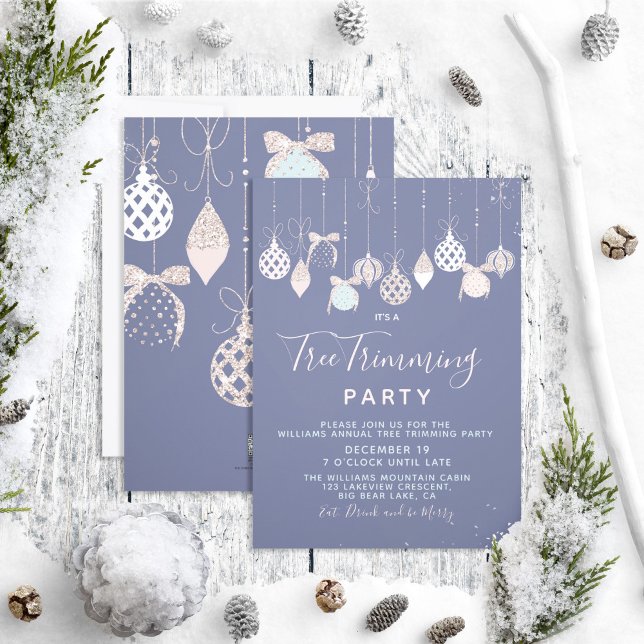 Cartão De Festividades Festa de Trimagem de Árvore Feriada de Natal Baubl (Criador carregado)