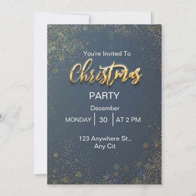 Cartão De Festividades Festa Elegante Dourada de Natal (Frente)