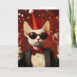 Cartão De Festividades Festa Engraçada Gato Elegante