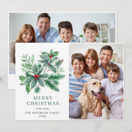 Cartão De Festividades Festa Folha de Azevinho 2 FOTO Saudação de Natal