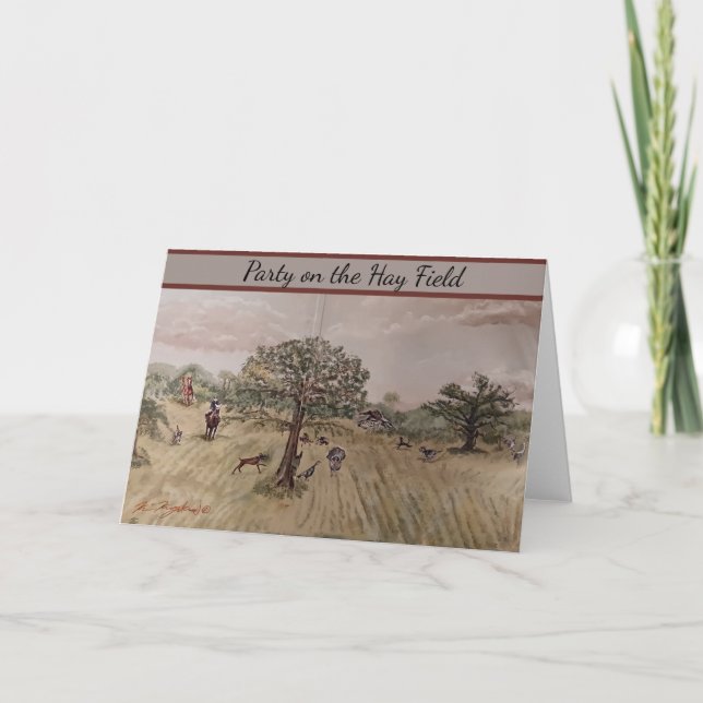 Cartão De Festividades Festa no Hay Field Folded Holiday Card (Frente)