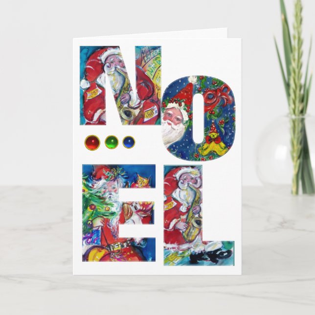 CARTÃO DE FESTIVIDADES FESTA NOEL/MUSICAL XMAS, PAPAIS NOEIS COM ÁRVORE D (Frente)