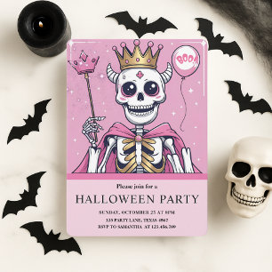 Cartão De Festividades Festa Rosa Princesa Skeleton Halloween