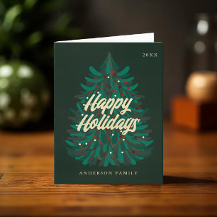 Cartão De Festividades Festas Felizes Árvore de Natal Moderna e Elegante