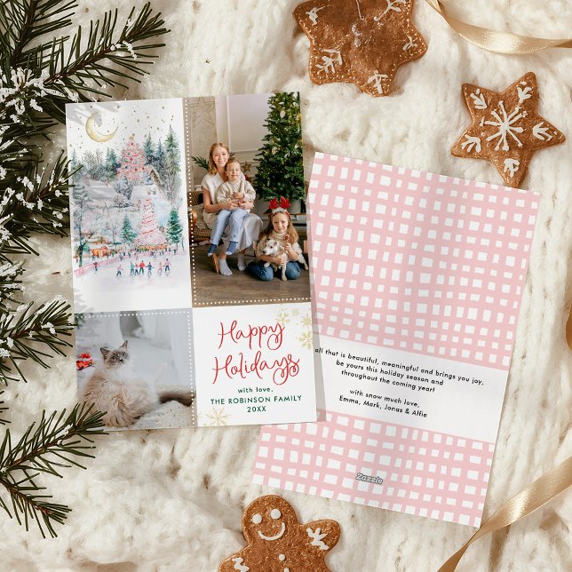 Cartão De Festividades Festas Felizes da Floresta Vermelha Festiva 2 Foto (Criador carregado)