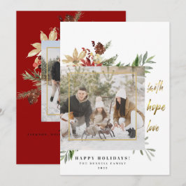 Cartão De Festividades Festiva Dourada Faith Hope Love 2 Red Photo Christ