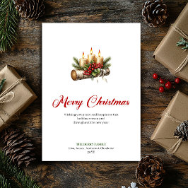 Cartão De Festividades Festive Christmas candles rustic greenery card