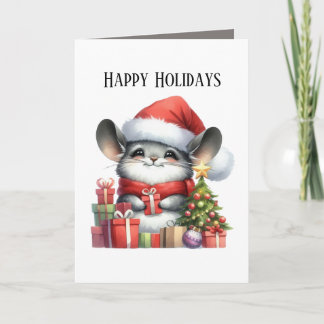 Cartão De Festividades Festive Christmas mouse add message happy