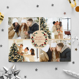 Cartão De Festividades Festive Christmas Wreath 4 Photo Happy