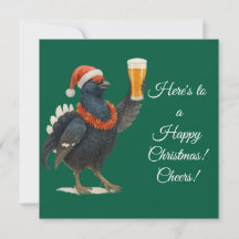 Festive Grouse with Santa Hat Christmas card