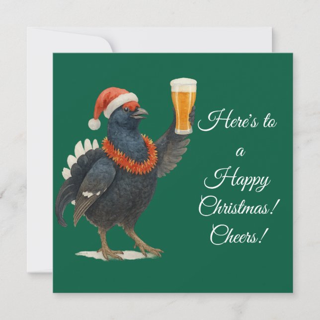 Cartão De Festividades Festive Grouse with Santa Hat Christmas card (Frente)