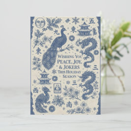 Cartão De Festividades Festive Holiday Card - Mahjong Toile