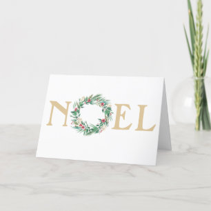 Cartão De Festividades Festive Holiday Watercolor Noel Wreath Photo Card