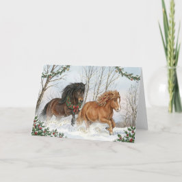 Cartão De Festividades Festive Icelandic Horses Holiday Card