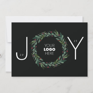 Cartão De Festividades Festive JOY Corporate Wreath deixa Berries QR