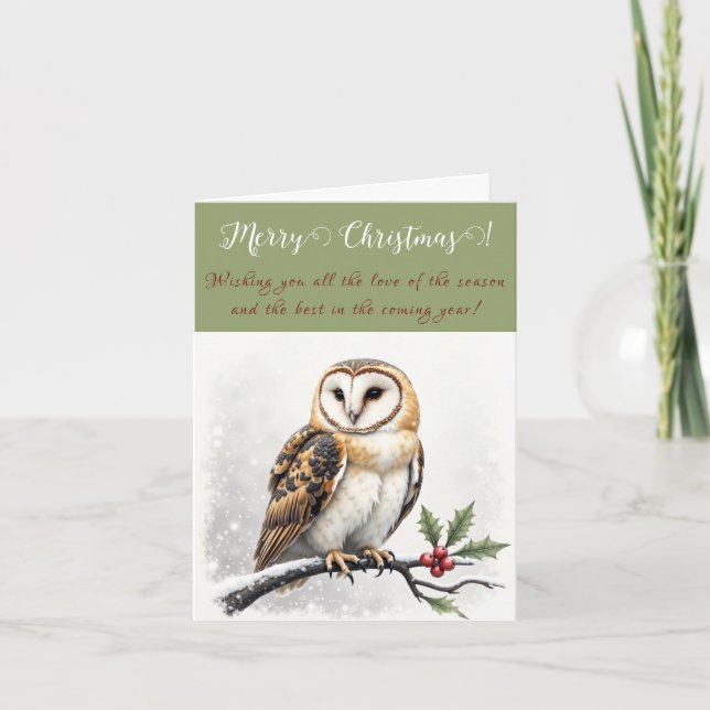 Cartão De Festividades Festive Merry Christmas Owls Greeting Card (Frente)