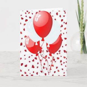 Cartão De Festividades Festive Red and White Party Balloons