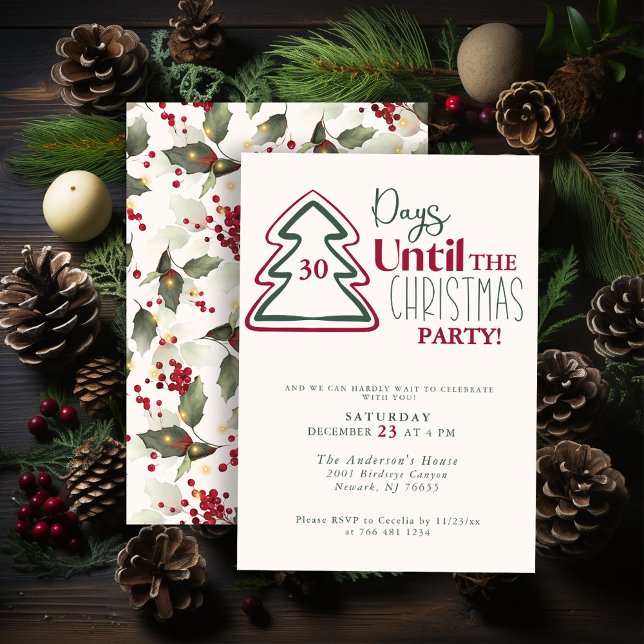 Cartão De Festividades Festive Red Green Gold Christmas Party Invitation (Criador carregado)