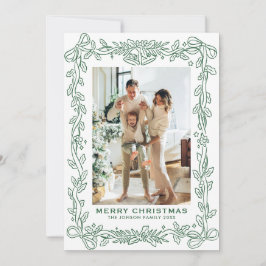 Cartão De Festividades Festive Sage Green Christmas Bow Ribbon 2 Photo Ho