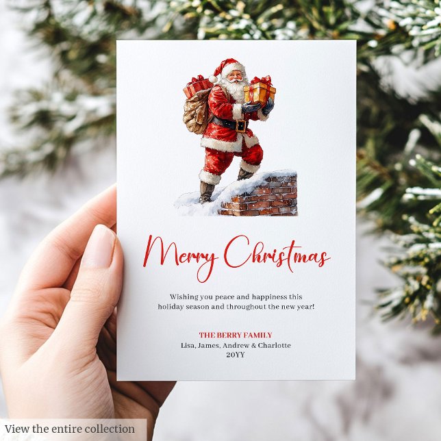 Cartão De Festividades Festive Santa Claus Red Green Holiday Greeting  (Festive Santa Claus Red Green Holiday Greeting Card)